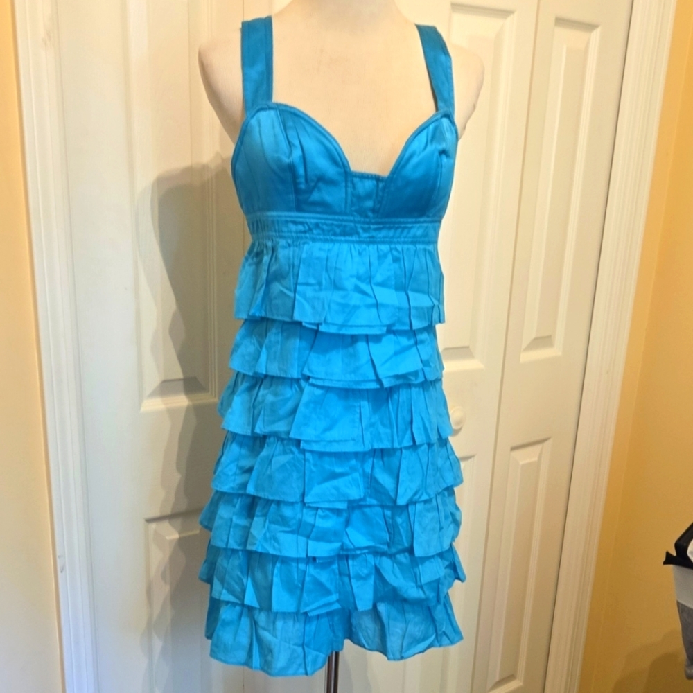 NWOT ALVIN Silk Blend Turquoise Layered Dress Sz 6/8